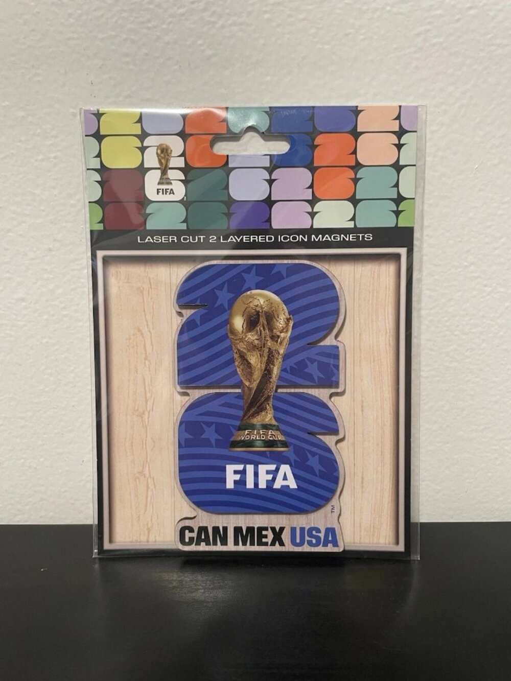 FIFA World Cup 2026 Magnet NEW Laser Cut 2-Layered Icon CAN MEX USA 26 Official